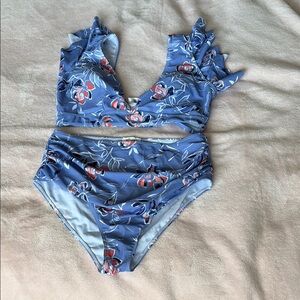 High waisted floral bikini